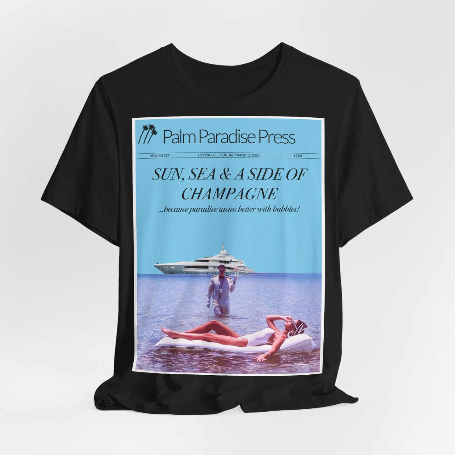 Sun, Sea and Champagne Unisex Jersey Short Sleeve T Shirt