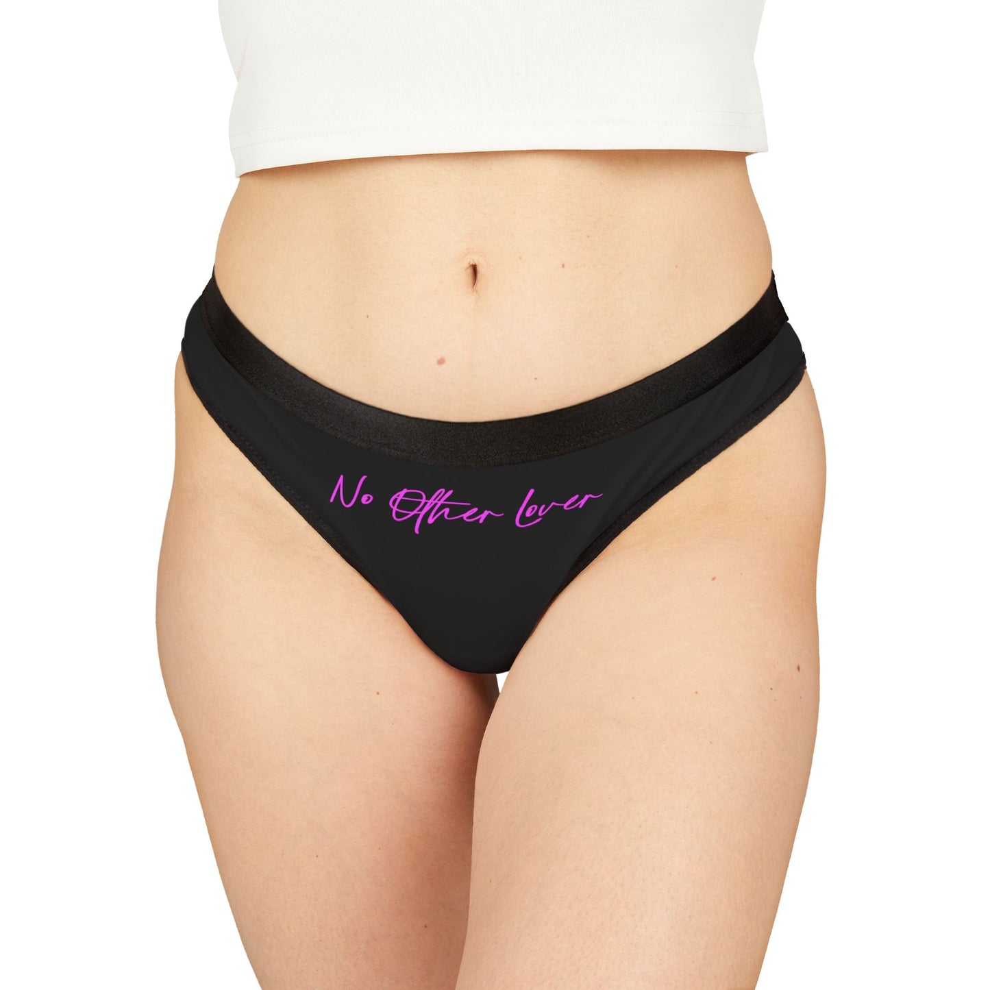Black Logo & Lipstick Kiss Thong