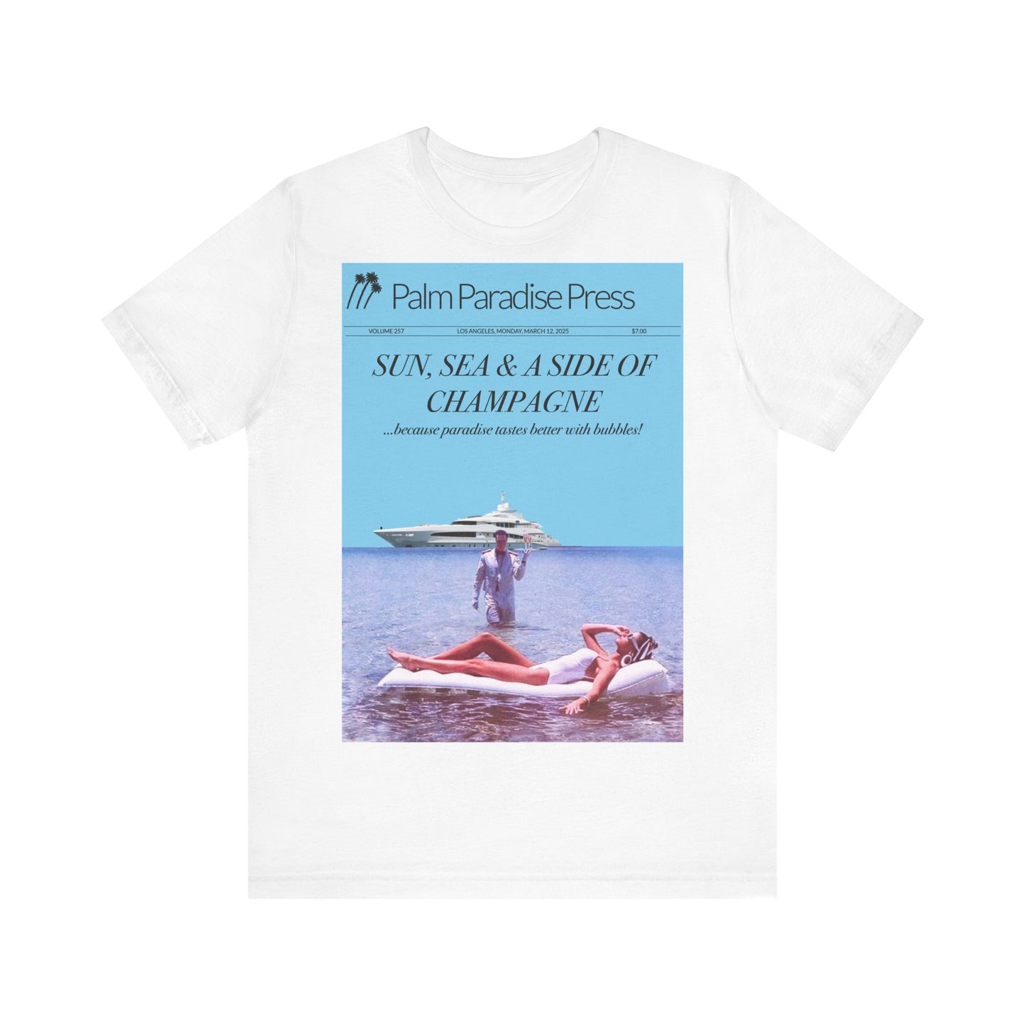Sun, Sea and Champagne Unisex Jersey Short Sleeve T Shirt