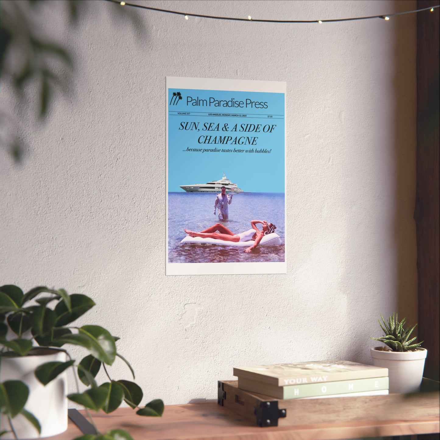 Palm Paradise 'Champagne' Fine Art Poster