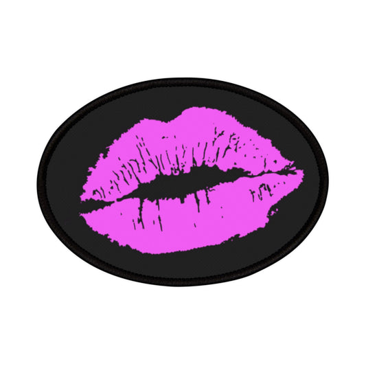 Pink Lipstick Kiss Iron-On Patch - Embroidery Appliques, Fabric Stickers