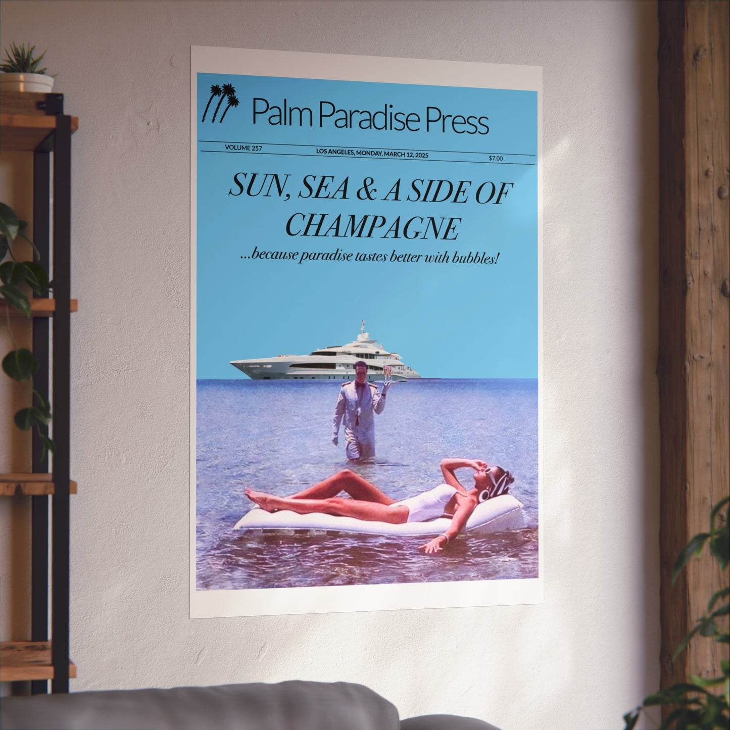 Palm Paradise 'Champagne' Fine Art Poster