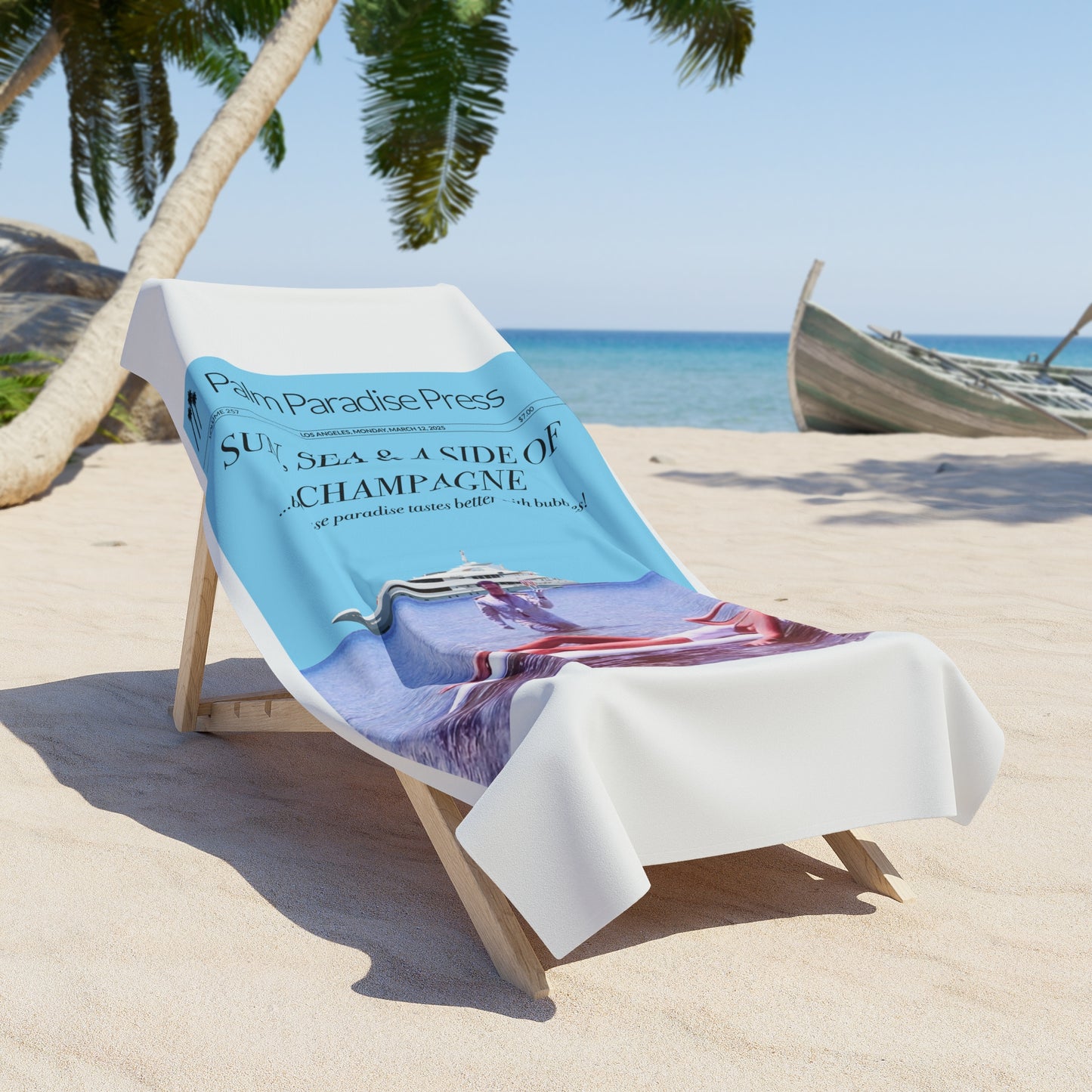 Palm Paradise 'Champagne' Beach Towel