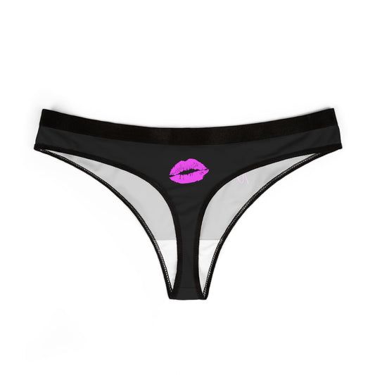 Black Logo & Lipstick Kiss Thong