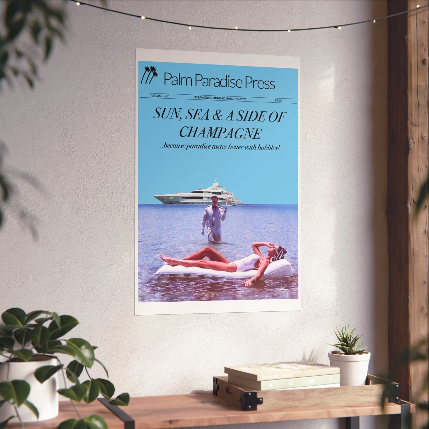 Palm Paradise 'Champagne' Fine Art Poster