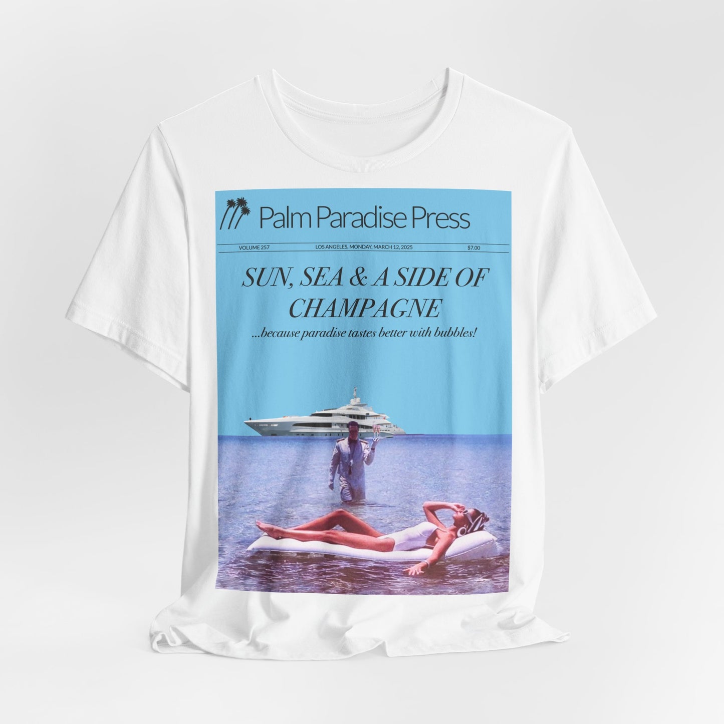 Sun, Sea and Champagne Unisex Jersey Short Sleeve T Shirt