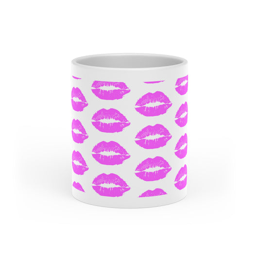 Kisses All Over Heart-Shaped Mug
