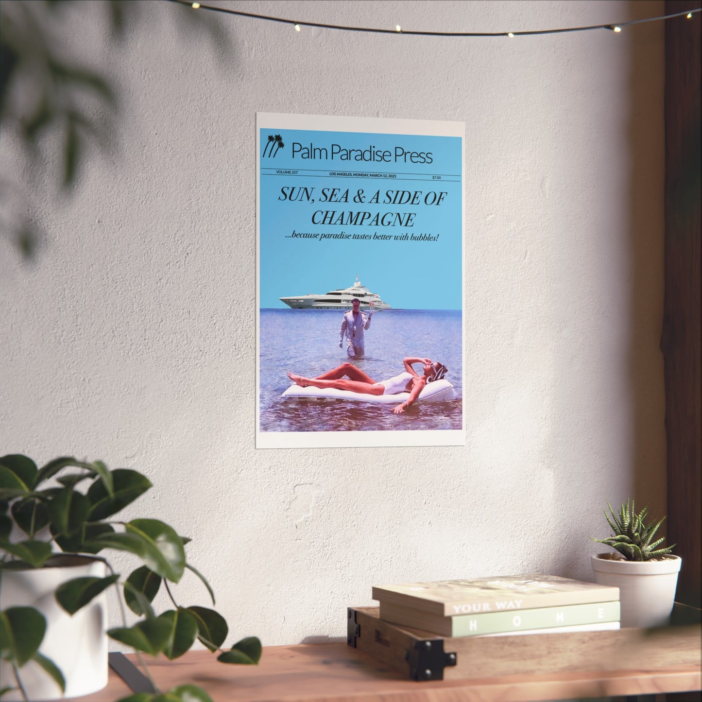 Palm Paradise 'Champagne' Fine Art Poster