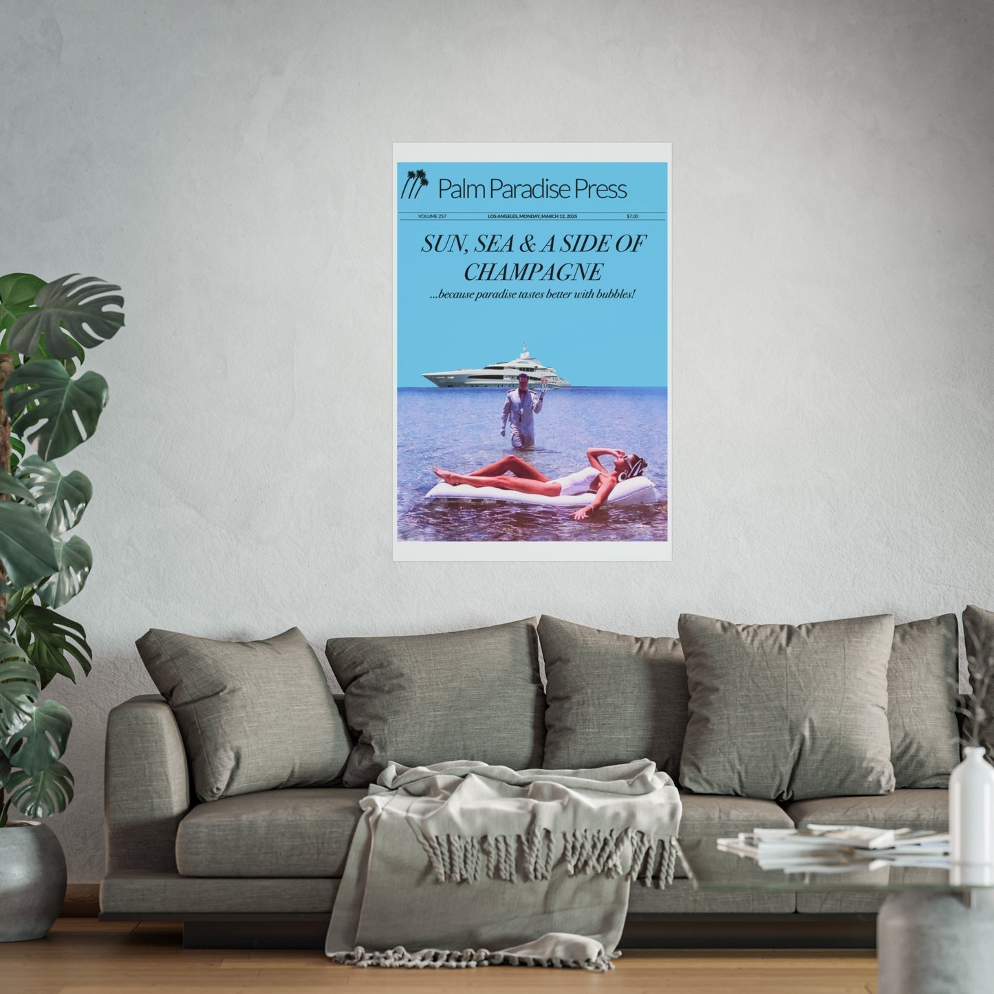 Palm Paradise 'Champagne' Fine Art Poster