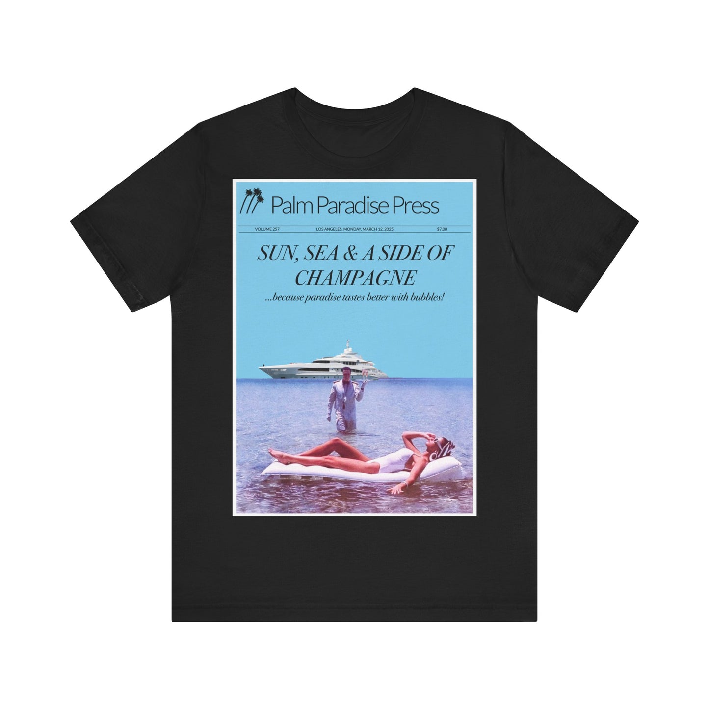 Sun, Sea and Champagne Unisex Jersey Short Sleeve T Shirt