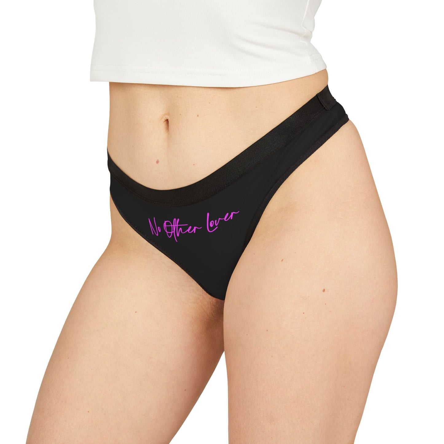 Black Logo & Lipstick Kiss Thong