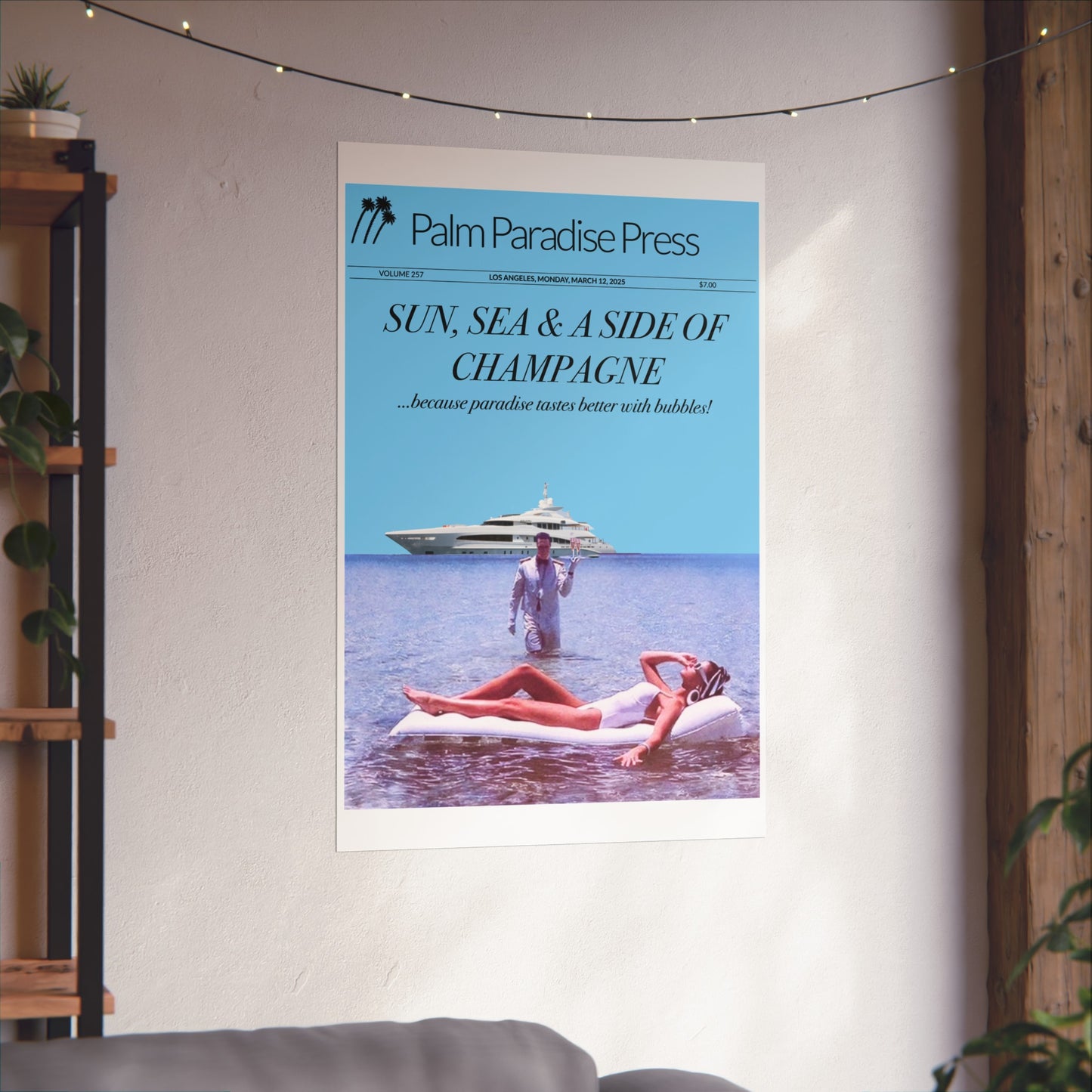 Palm Paradise 'Champagne' Fine Art Poster