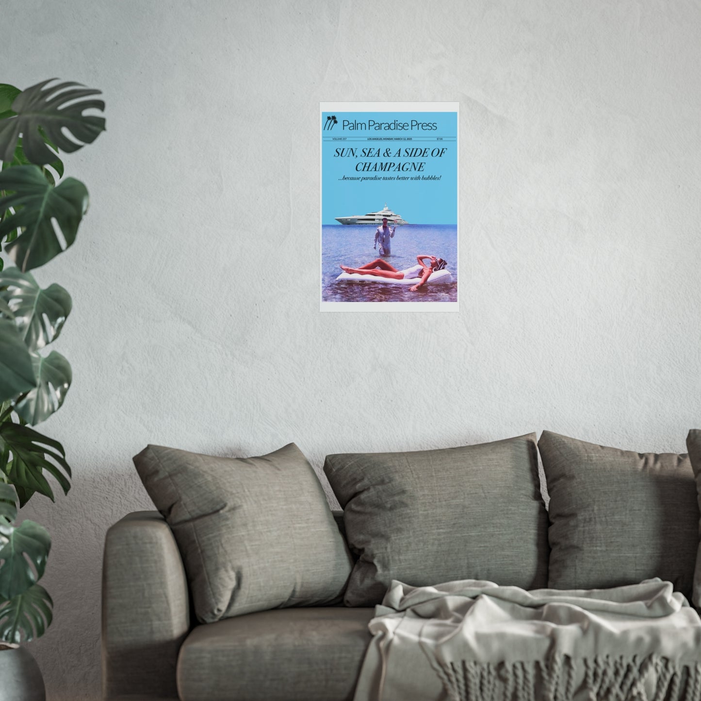 Palm Paradise 'Champagne' Fine Art Poster