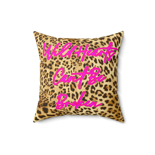 Wild Hearts Can't Be Broken Leopard Square Pillow Cushion