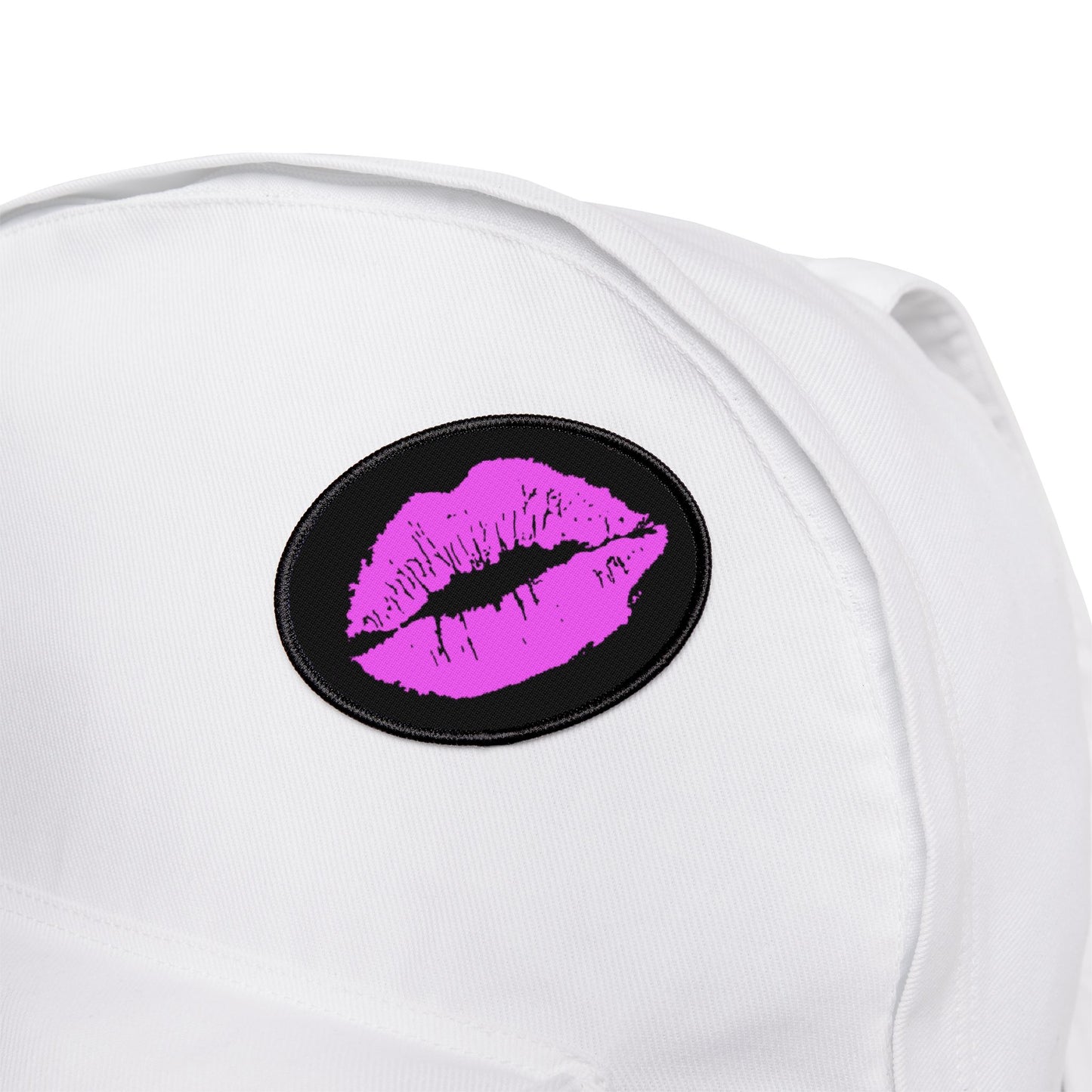 Pink Lipstick Kiss Iron-On Patch - Embroidery Appliques, Fabric Stickers