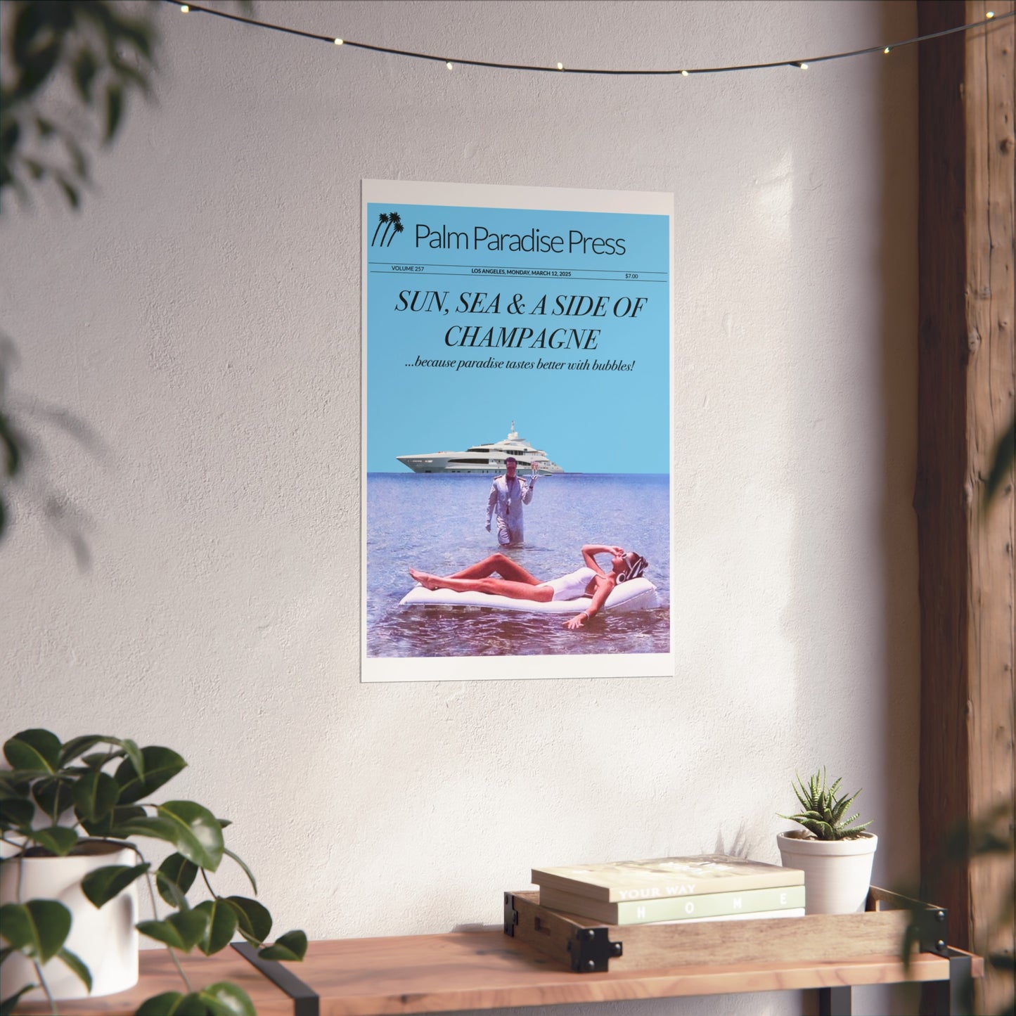 Palm Paradise 'Champagne' Fine Art Poster