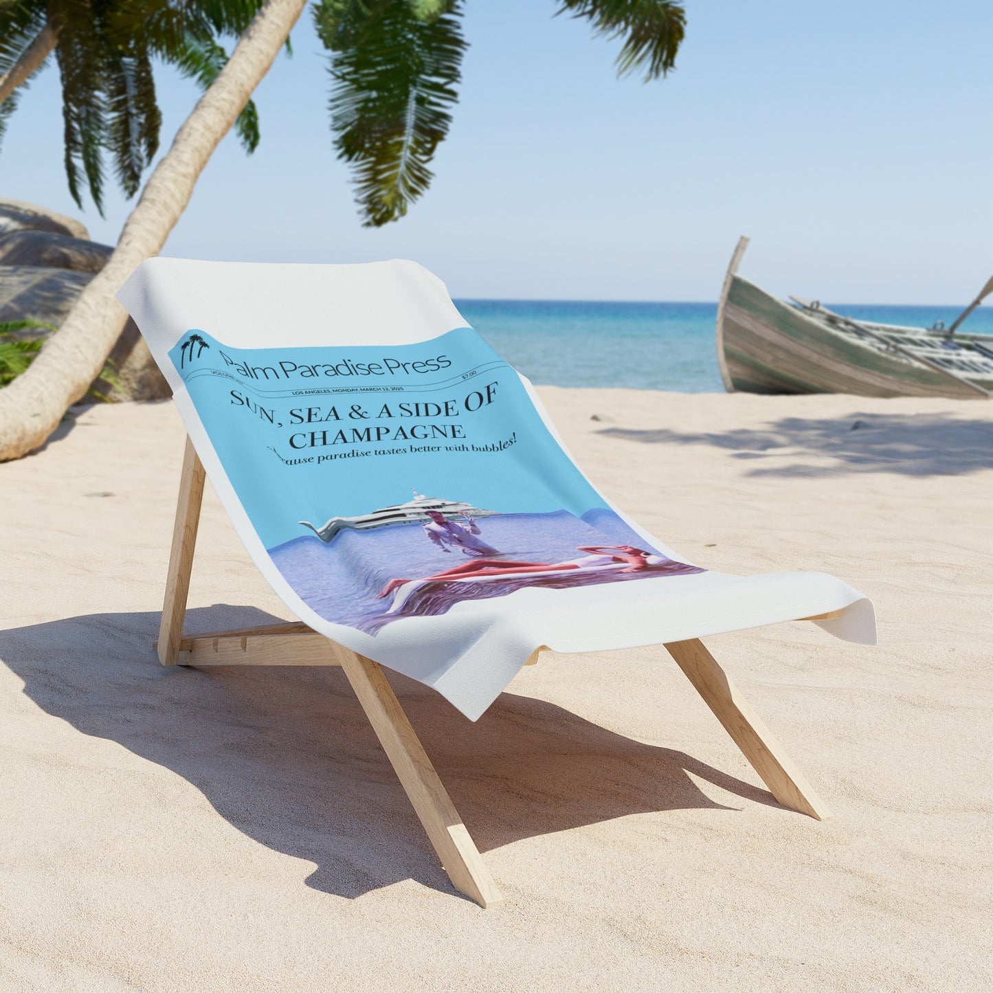 Palm Paradise 'Champagne' Beach Towel