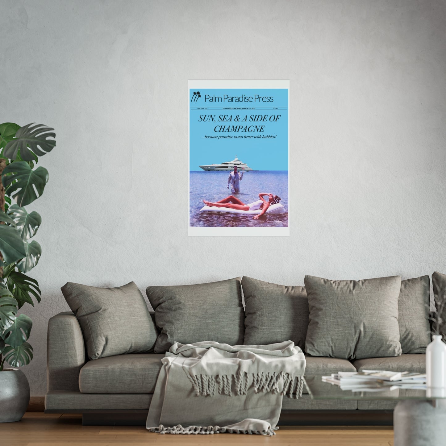 Palm Paradise 'Champagne' Fine Art Poster