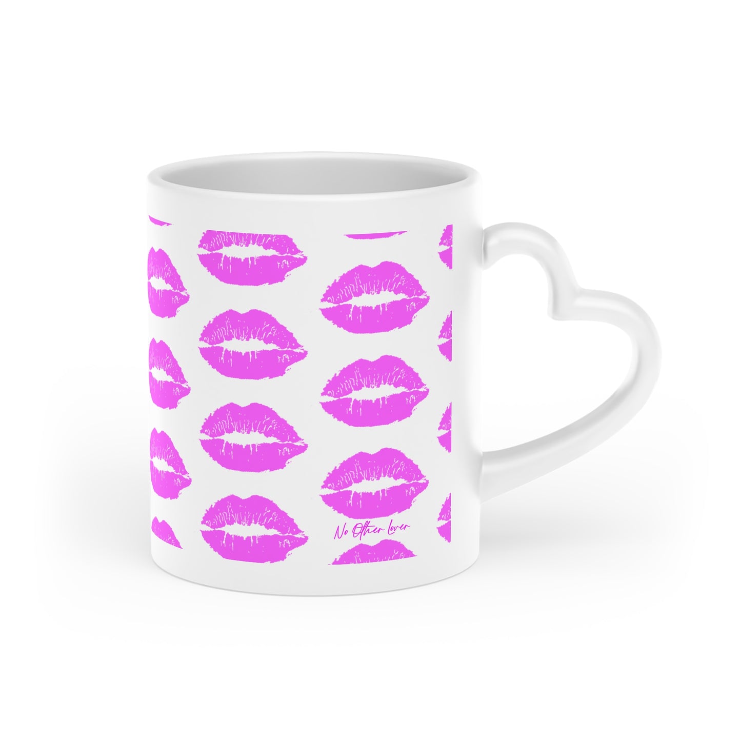 Kisses All Over Heart-Shaped Mug