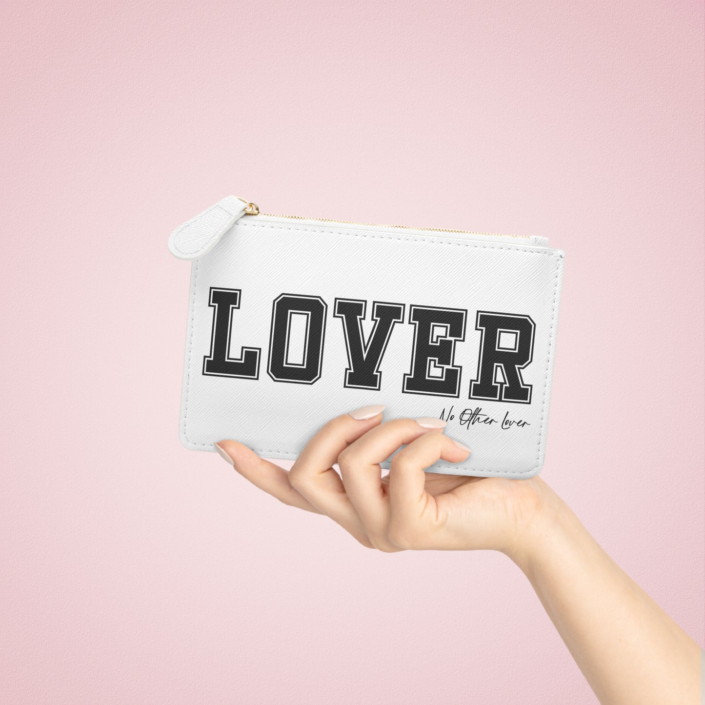 LOVER Black & White Mini Saffiano Vegan Clutch Bag