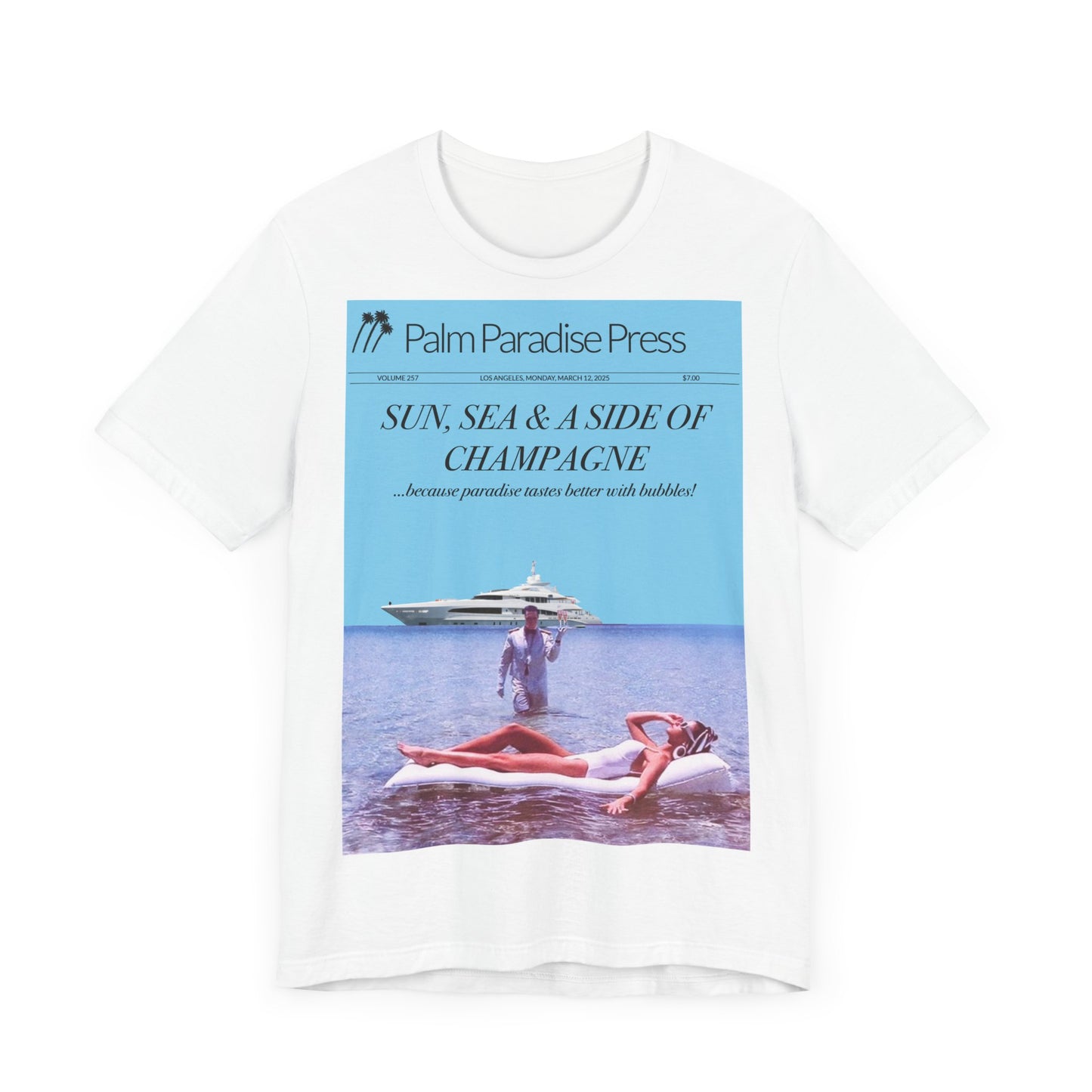 Sun, Sea and Champagne Unisex Jersey Short Sleeve T Shirt