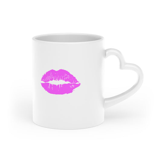 Lipstick Kiss Heart-Shaped Mug