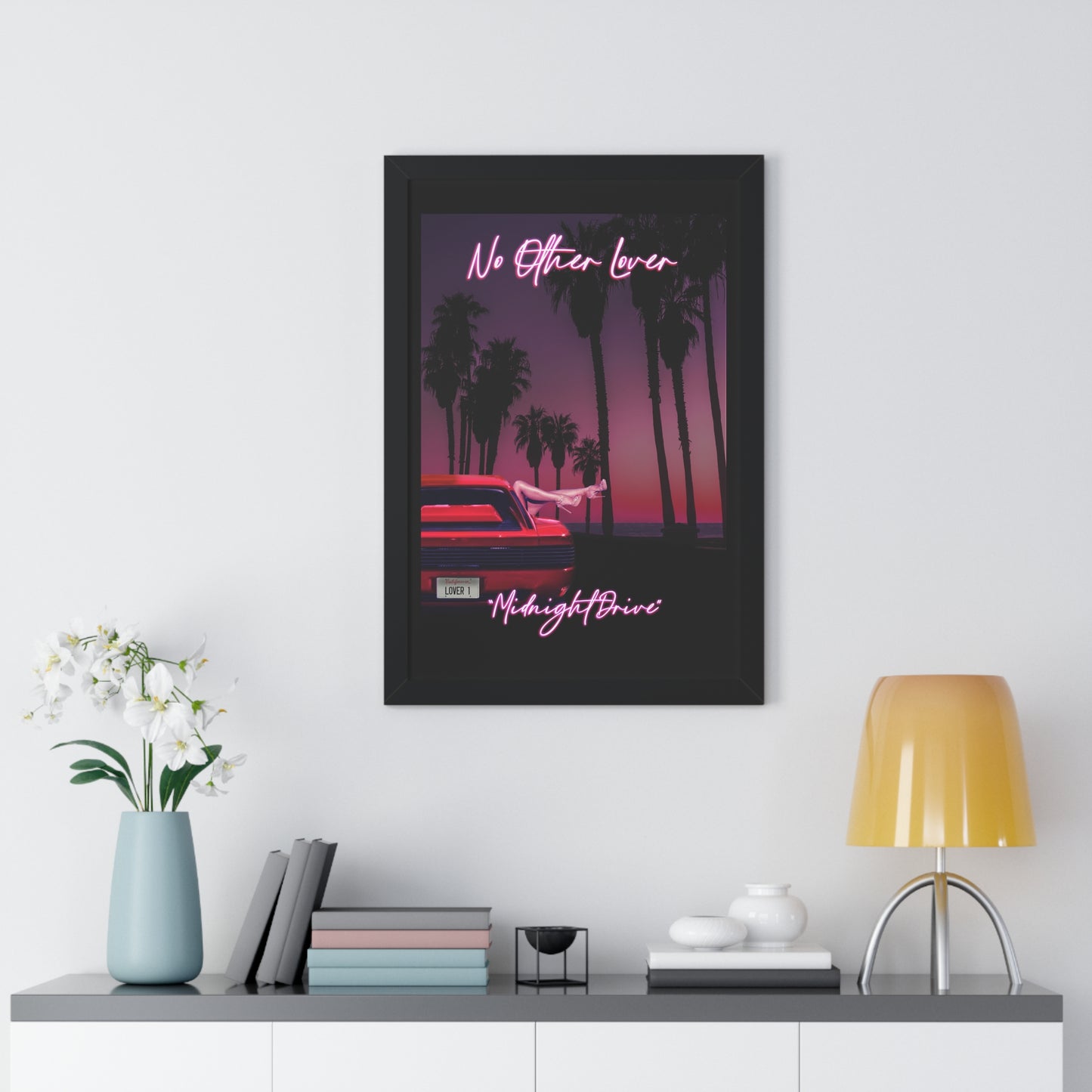 Midnight Drive - Black Wooden Framed Poster