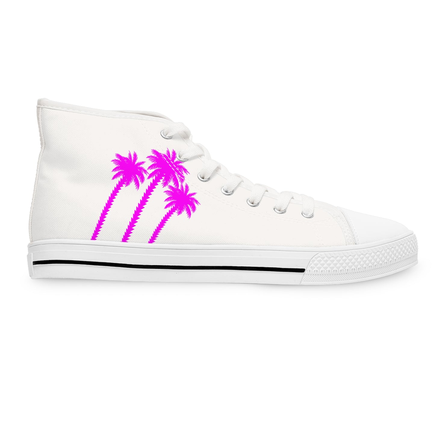 Palm Paradise Neon Pink Women's High Top Sneakers