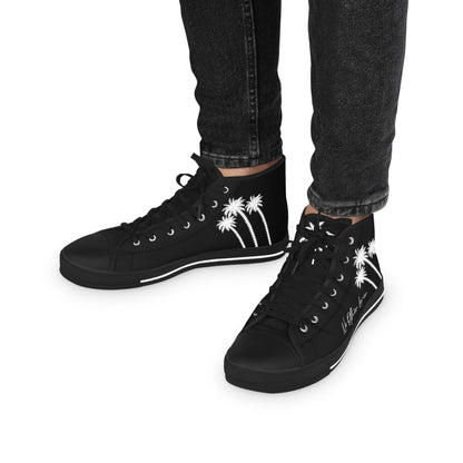 Palm Paradise Men's High Top Sneakers Black