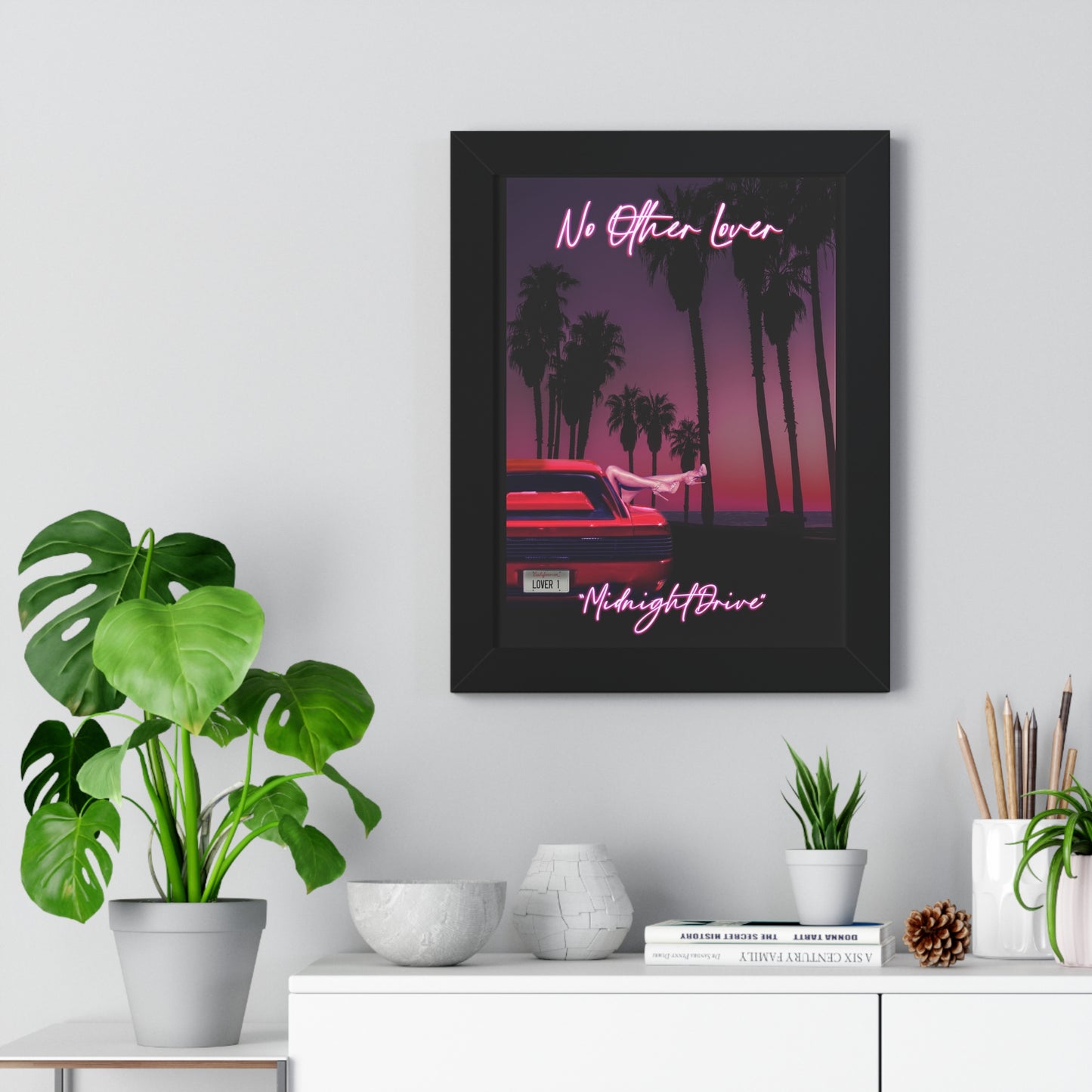 Midnight Drive - Black Wooden Framed Poster