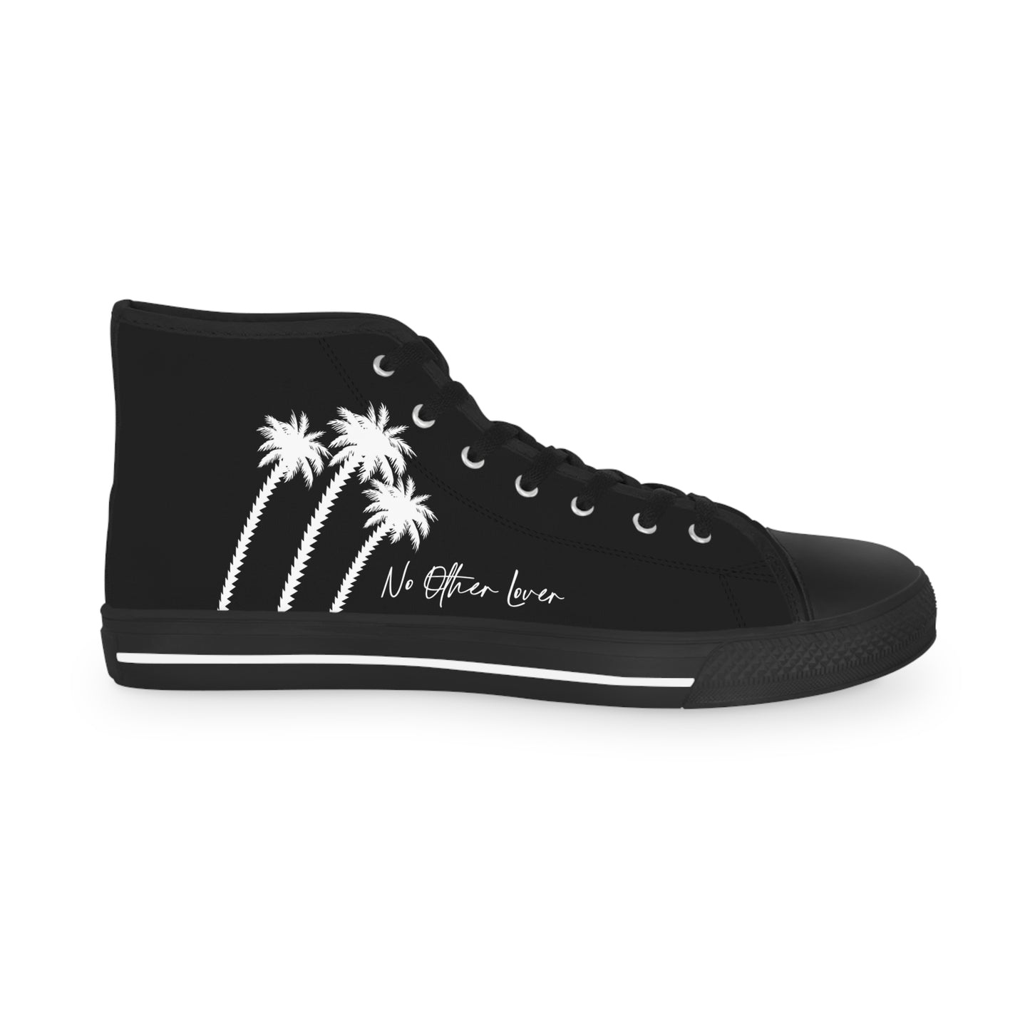 Palm Paradise Men's High Top Sneakers Black