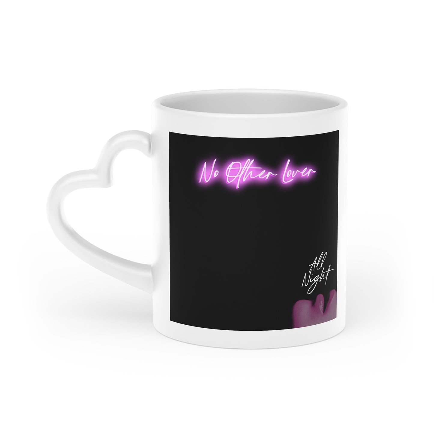 All Night Heart-Shaped Mug