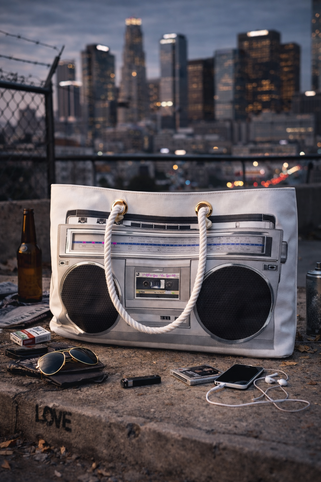 Ghetto Blaster Boombox Weekender Bag | Oversized Canvas Travel Tote | No Other Lover Retro Holdall