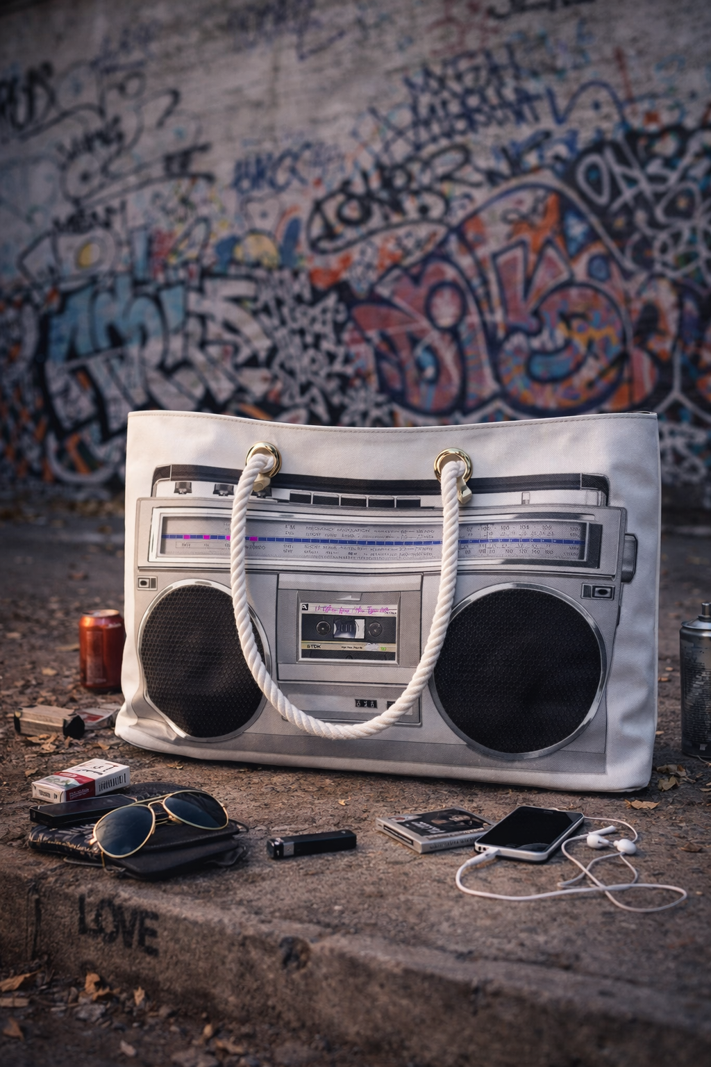 Ghetto Blaster Boombox Weekender Bag | Oversized Canvas Travel Tote | No Other Lover Retro Holdall