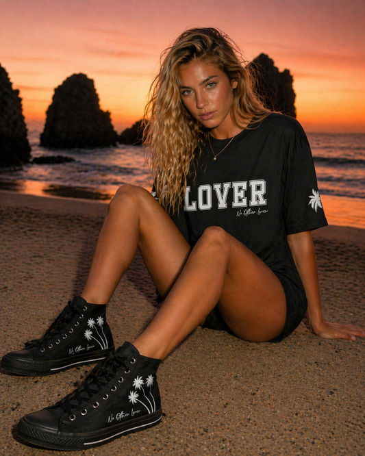 No Other Lover Palm Paradise Women's High Top Sneakers (Black Edition)