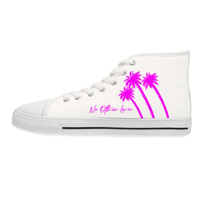 Palm Paradise Neon Pink Women's High Top Sneakers