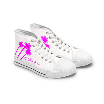 Palm Paradise Neon Pink Women's High Top Sneakers