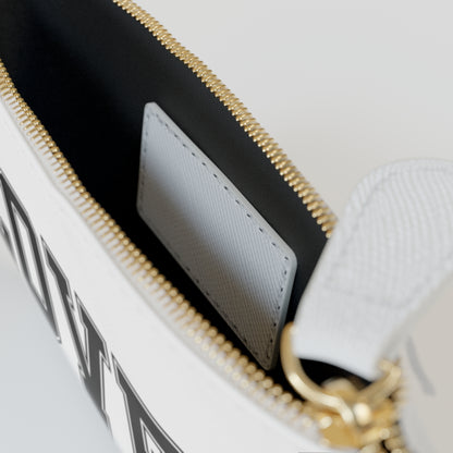 LOVER Black & White Mini Saffiano Vegan Clutch Bag