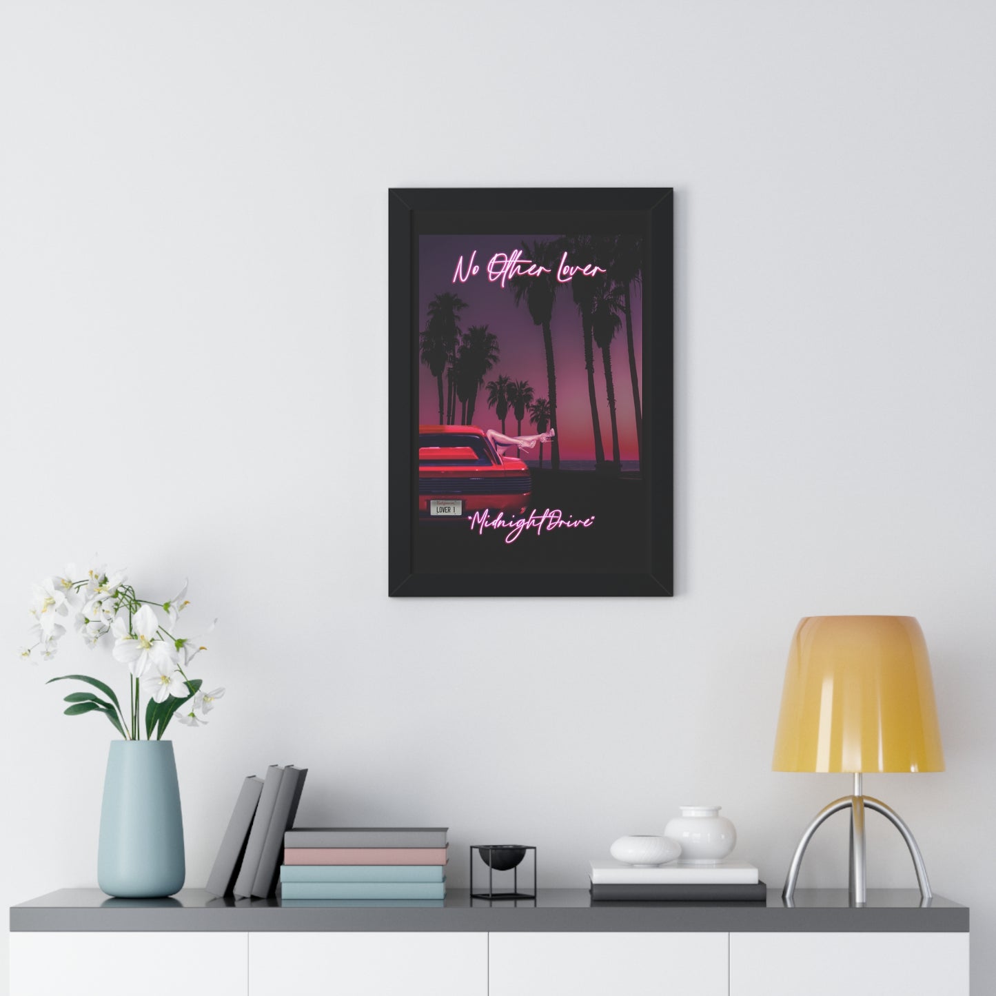 Midnight Drive - Black Wooden Framed Poster