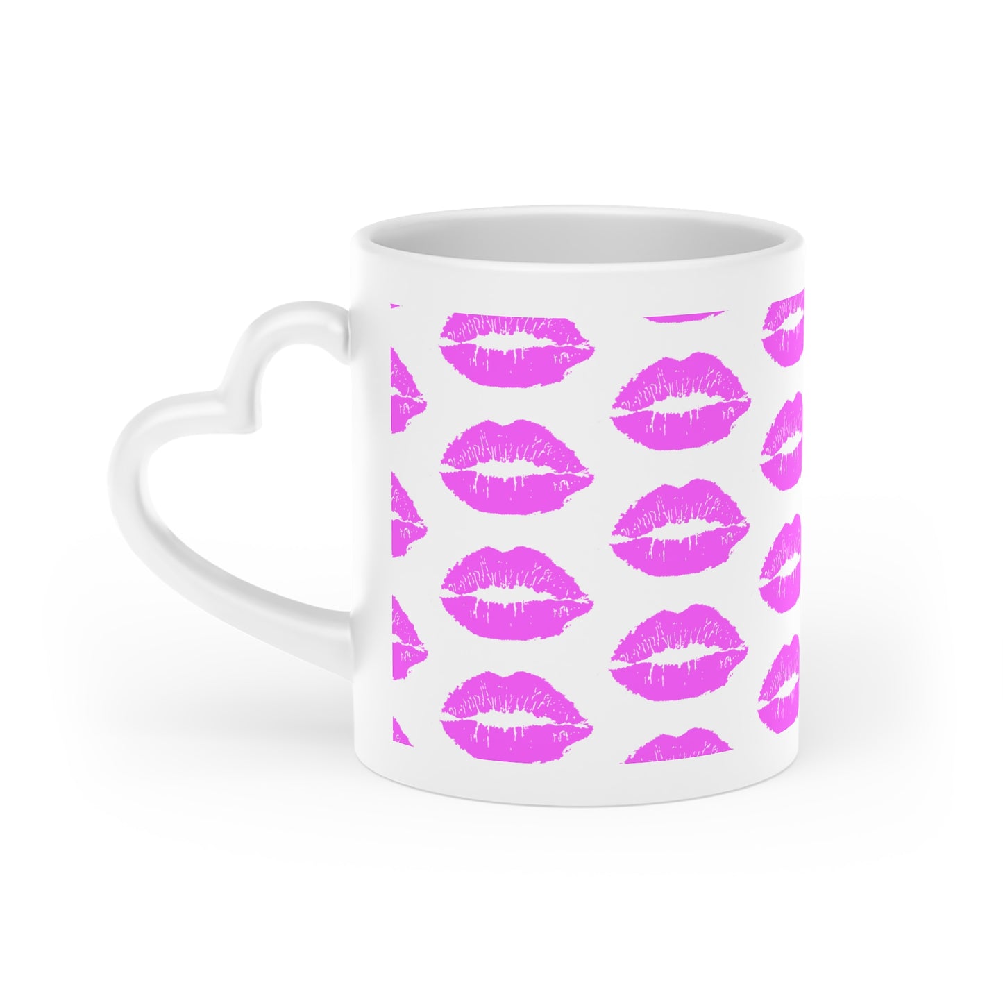 Kisses All Over Heart-Shaped Mug