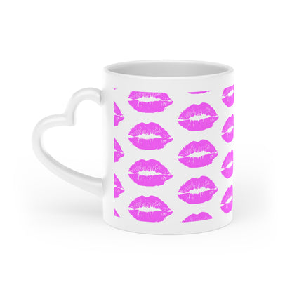 Kisses All Over Heart-Shaped Mug