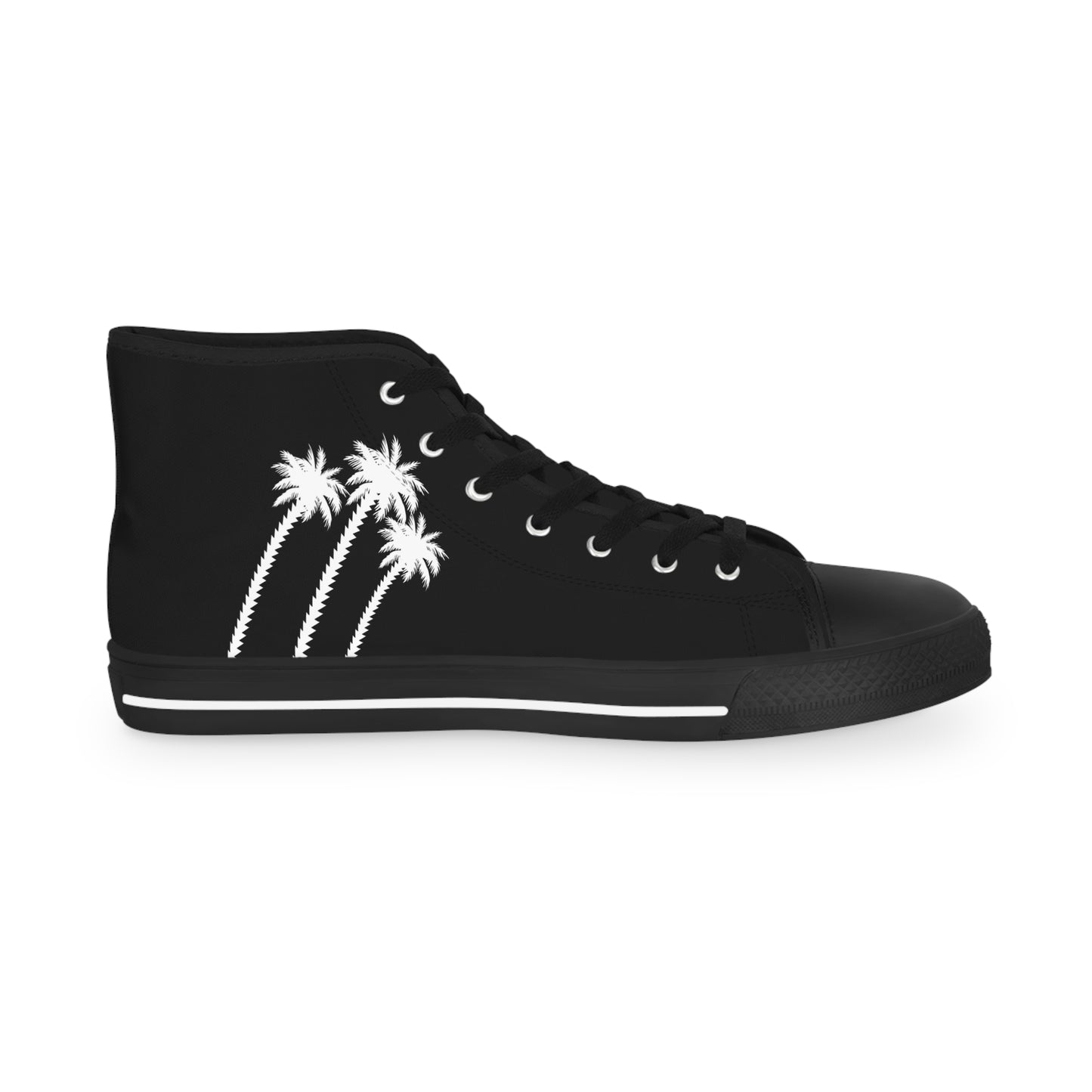 Palm Paradise Men's High Top Sneakers Black