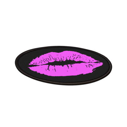 Pink Lipstick Kiss Iron-On Patch - Embroidery Appliques, Fabric Stickers