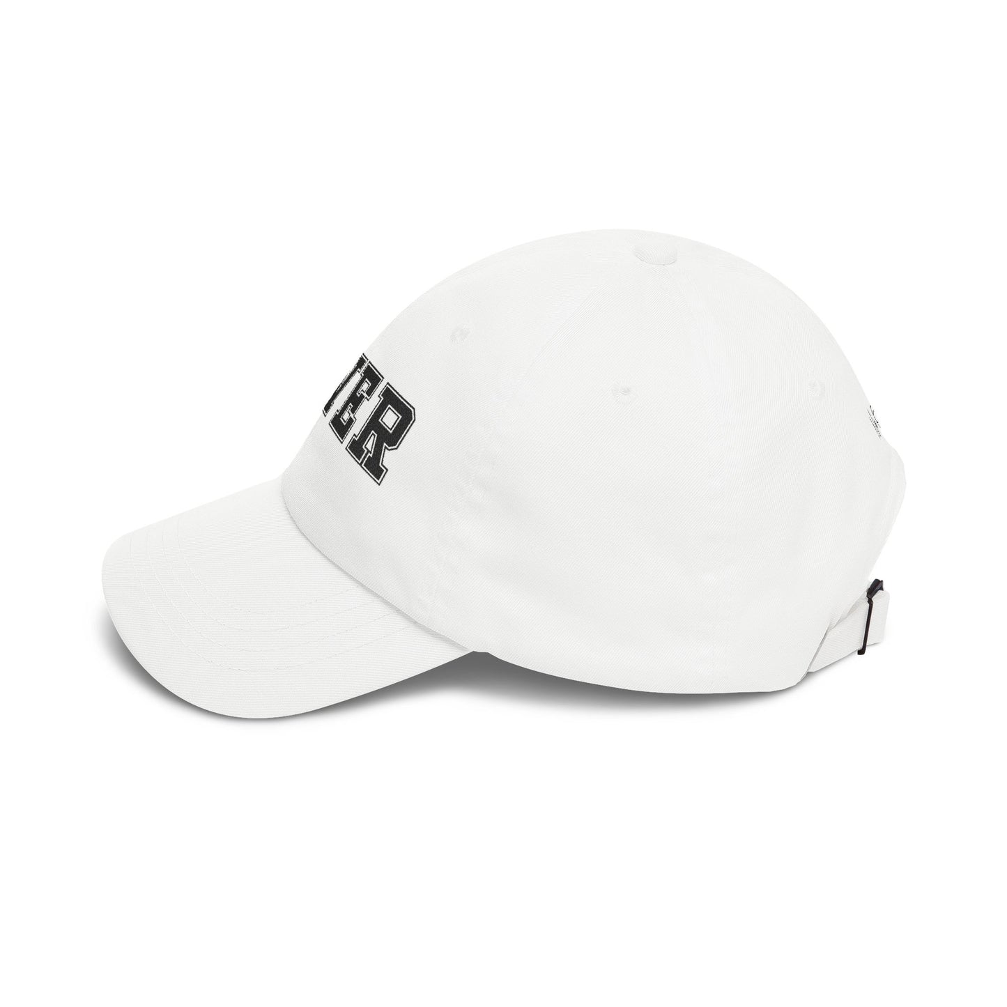 White No Other Lover LOVER baseball cap sideview with black text, on a white background