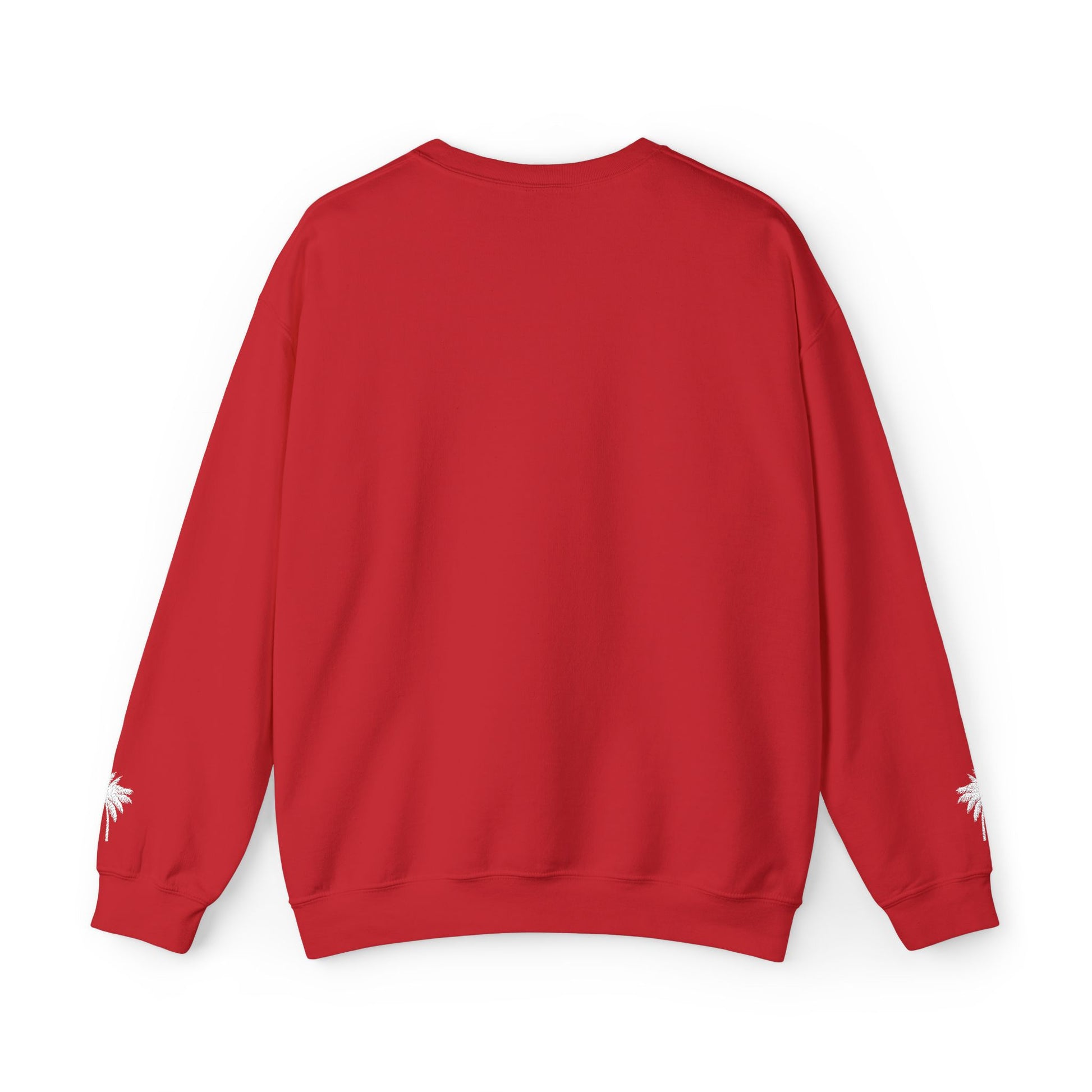 Red sweatshirt rear view on a white background