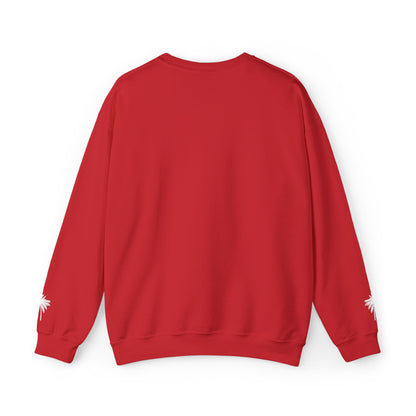 Red sweatshirt rear view on a white background